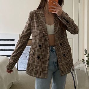 Bershka womens plaid blazer